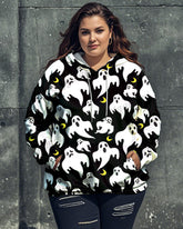 Halloween Cute Ghost Print Big and Tall Women's Hoodie